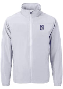 Cutter and Buck Northwestern Wildcats Mens Grey Charter Eco Knit Big and Tall Light Weight Jacket