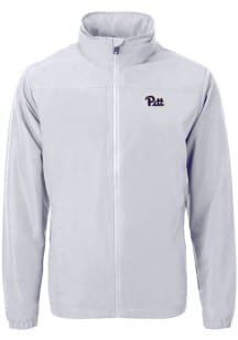 Cutter and Buck Pitt Panthers Mens Grey Charter Eco Knit Big and Tall Light Weight Jacket