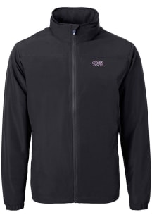 Cutter and Buck TCU Horned Frogs Mens Black Charter Eco Knit Big and Tall Light Weight Jacket
