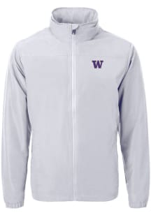 Cutter and Buck Washington Huskies Mens Grey Charter Eco Knit Big and Tall Light Weight Jacket