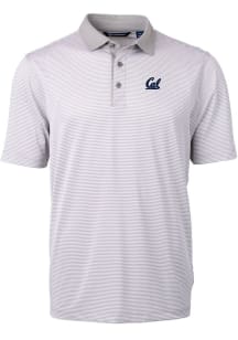 Cutter and Buck Cal Golden Bears Grey Virtue Eco Pique Micro Stripe Big and Tall Polo