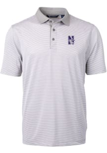Cutter and Buck Northwestern Wildcats Grey Virtue Eco Pique Micro Stripe Big and Tall Polo