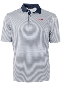 Cutter and Buck UConn Huskies Navy Blue Wordmark Virtue Eco Pique Micro Stripe Big and Tall Polo