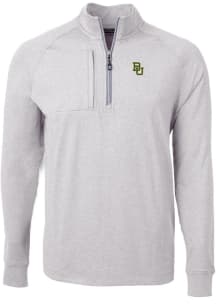 Cutter and Buck Baylor Bears Mens Grey Adapt Eco Knit Long Sleeve Qtr Zip Pullover