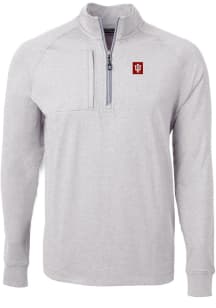 Cutter and Buck Indiana Hoosiers Mens Grey Adapt Eco Knit Long Sleeve Qtr Zip Pullover