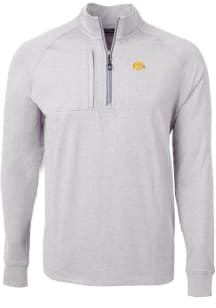 Cutter and Buck Iowa Hawkeyes Mens Grey Adapt Eco Knit Long Sleeve Qtr Zip Pullover