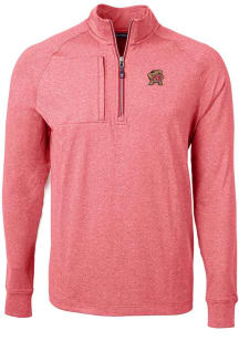 Cutter and Buck Maryland Terrapins Mens Red Adapt Eco Knit Long Sleeve Qtr Zip Pullover