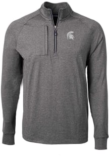 Cutter and Buck Michigan State Spartans Mens Black Adapt Eco Knit Long Sleeve Qtr Zip Pullover