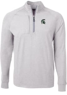Cutter and Buck Michigan State Spartans Mens Grey Adapt Eco Knit Long Sleeve Qtr Zip Pullover