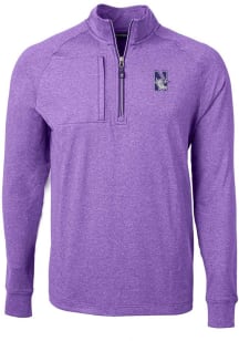Cutter and Buck Northwestern Wildcats Mens Purple Adapt Eco Knit Long Sleeve Qtr Zip Pullover