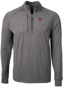 Cutter and Buck Rutgers Scarlet Knights Mens Black Adapt Eco Knit Long Sleeve Qtr Zip Pullover