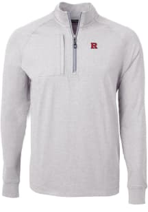 Cutter and Buck Rutgers Scarlet Knights Mens Grey Adapt Eco Knit Long Sleeve Qtr Zip Pullover