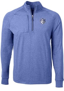 Cutter and Buck Saint Louis Billikens Mens Blue Adapt Eco Knit Long Sleeve Qtr Zip Pullover