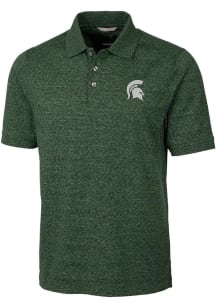 Cutter and Buck Michigan State Spartans Mens Green Advantage Space Dye Short Sleeve Polo