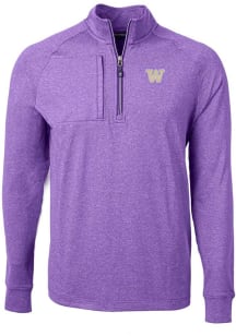 Cutter and Buck Washington Huskies Mens Purple Adapt Eco Knit Long Sleeve Qtr Zip Pullover