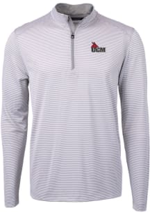 Cutter and Buck Central Missouri Mules Mens Grey Virtue Eco Pique Micro Stripe Long Sleeve Qtr Zip..