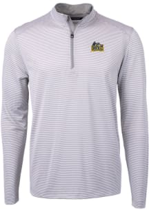 Cutter and Buck Drexel Dragons Mens Grey Virtue Eco Pique Micro Stripe Long Sleeve Qtr Zip Pullove..