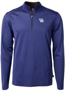 Cutter and Buck Kentucky Wildcats Mens Blue Virtue Eco Pique Micro Stripe Long Sleeve Qtr Zip Pull..