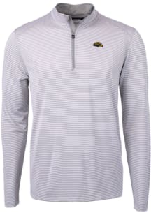 Cutter and Buck Southern Mississippi Golden Eagles Mens Grey Virtue Eco Pique Micro Stripe Long Sl..