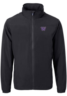 Cutter and Buck Washington Huskies Mens Black Charter Eco Light Weight Jacket