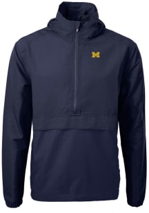 Cutter and Buck Michigan Wolverines Mens Blue Charter Eco Pullover Jackets