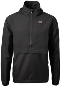 Cutter and Buck TCU Horned Frogs Mens Black Charter Eco Pullover Jackets