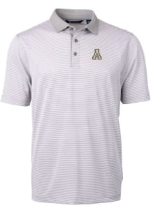Cutter and Buck Appalachian State Mountaineers Mens Grey Virtue Eco Pique Micro Stripe Short Sleev..