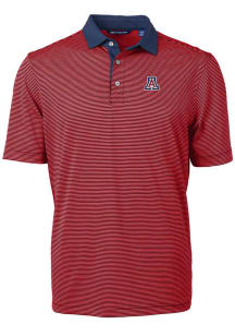 Cutter and Buck Arizona Wildcats Mens Red Virtue Eco Pique Micro Stripe Short Sleeve Fashion Polo