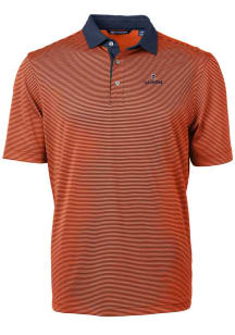 Cutter and Buck Illinois Fighting Illini Mens Orange Virtue Eco Pique Micro Stripe Short Sleeve Po..