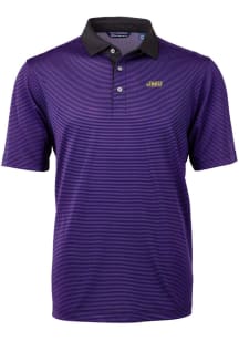 Cutter and Buck James Madison Dukes Mens Purple Virtue Eco Pique Micro Stripe Short Sleeve Polo