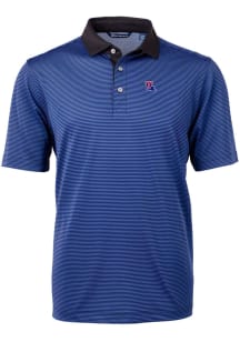 Cutter and Buck Louisiana Tech Bulldogs Mens Blue Virtue Eco Pique Micro Stripe Short Sleeve Polo