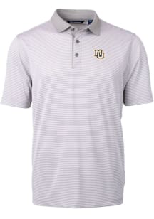 Cutter and Buck Marquette Golden Eagles Mens Grey Virtue Eco Pique Micro Stripe Short Sleeve Polo