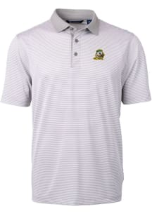 Cutter and Buck Oregon Ducks Mens Grey Virtue Eco Pique Micro Stripe Short Sleeve Polo