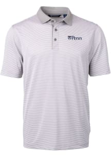 Cutter and Buck Pennsylvania Quakers Mens Grey Virtue Eco Pique Micro Stripe Short Sleeve Polo