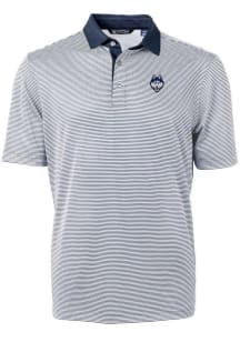 Cutter and Buck UConn Huskies Mens Navy Blue Virtue Eco Pique Micro Stripe Short Sleeve Polo