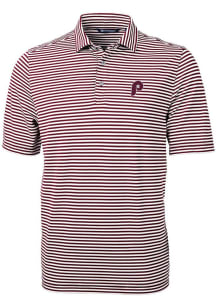 Cutter and Buck Philadelphia Phillies Mens Maroon Virtue Short Sleeve Polo