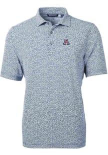 Cutter and Buck Arizona Wildcats Mens Navy Blue Virtue Eco Pique Botanical Short Sleeve Fashion Po..