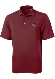 Cutter and Buck Philadelphia Phillies Mens Maroon Virtue Series Short Sleeve Polo