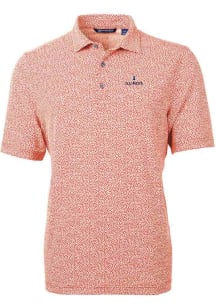 Cutter and Buck Illinois Fighting Illini Mens Orange Virtue Eco Pique Botanical Short Sleeve Polo