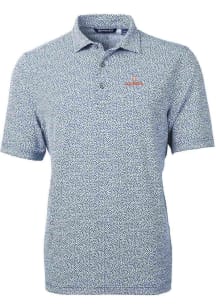 Cutter and Buck Illinois Fighting Illini Mens Navy Blue Virtue Eco Pique Botanical Short Sleeve Po..