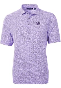Cutter and Buck Washington Huskies Mens Purple Virtue Eco Pique Botanical Short Sleeve Polo