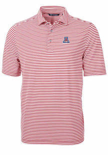 Cutter and Buck Arizona Wildcats Mens Red Virtue Eco Pique Stripe Short Sleeve Fashion Polo