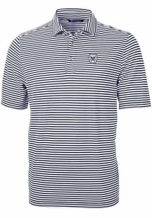 Cutter and Buck Butler Bulldogs Mens Navy Blue Virtue Eco Pique Stripe Short Sleeve Polo