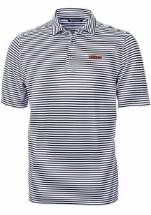 Cutter and Buck UConn Huskies Mens Navy Blue Wordmark Virtue Eco Pique Stripe Short Sleeve Polo