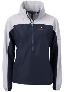 Cutter and Buck Illinois Fighting Illini Womens Navy Blue Charter Eco Pullover