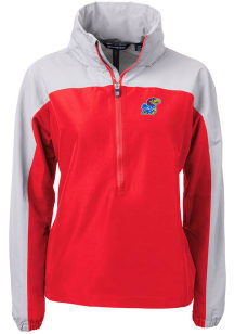 Cutter and Buck Kansas Jayhawks Womens Red Charter Eco Pullover