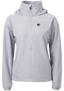 Cutter and Buck K-State Wildcats Womens Grey Charter Eco Pullover
