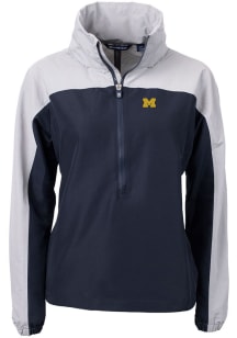 Cutter and Buck Michigan Wolverines Womens Navy Blue Charter Eco Pullover