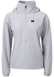 Cutter and Buck Michigan Wolverines Womens Grey Charter Eco Pullover