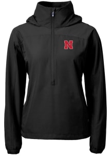 Cutter and Buck Nebraska Cornhuskers Womens Black Charter Eco Pullover
